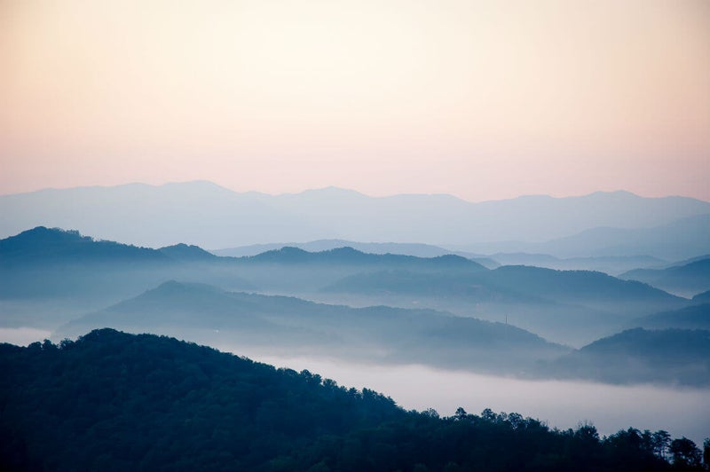 misty mountain range