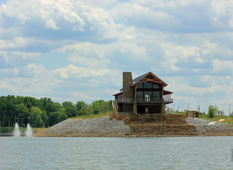cabin overlooking water